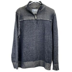 BKE Charcoal Mens Cotton‎ Zip Mock Neck Sweater Long Sleeve Large